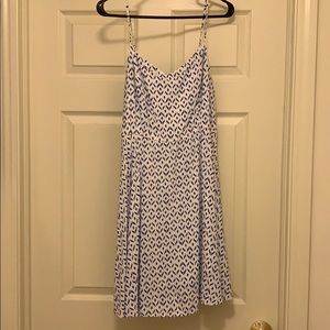 Blue and White Patterned Summer Dress L